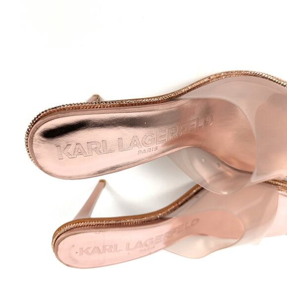 Karl Lagerfeld Paris Quinn Vinyl Rhinestone Trim Dress Sandals Size 9 - Picture 8 of 9